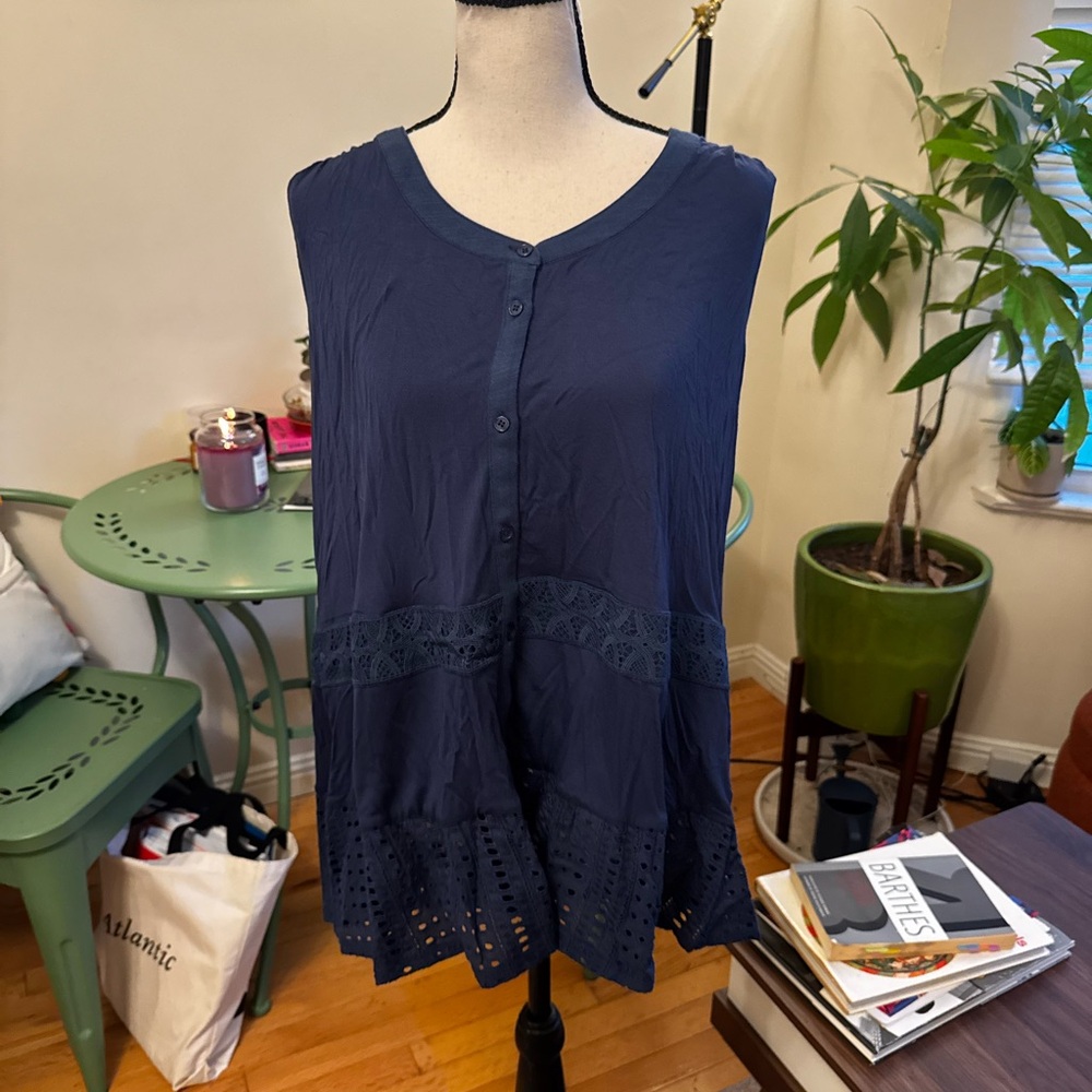 Neiman Marcus Navy Blue Blouse